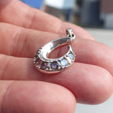 Natural Moonstone Pendant, Sterling Silver Pendant, Fantasy pendant, 7 Moonstone Pendant, round Moonstones, moonstone necklace