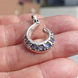 Natural Moonstone Pendant, Sterling Silver Pendant, Fantasy pendant, 7 Moonstone Pendant, round Moonstones, moonstone necklace