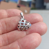 Natural Moonstone Pendant, Sterling Silver Pendant, Heart pendant, 4 Moonstone Pendant, round Moonstones, moonstone necklace