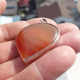 Orange Agate Pendant, Sterling Silver Amulet, Minimalist Design, orange Agate cabochon, Gift for her, Pear Agate
