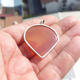 Orange Agate Pendant, Sterling Silver Amulet, Minimalist Design, orange Agate cabochon, Gift for her, Pear Agate