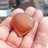 Orange Agate Pendant, Sterling Silver Amulet, Minimalist Design, orange Agate cabochon, Gift for her, Pear Agate