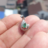Emerald Silver Charm Pendant, Sterling Silver Pendant, Green Emerald Pendant, Emerald Pendant, natural Emerald Pendant