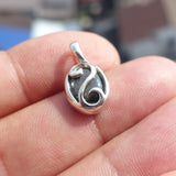 Black Star Sapphire Charm, Black Sapphire Pendant, Art Pendant, Sterling Silver Pendant, 6 Rays Black Star Sapphire Charm