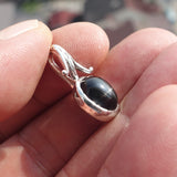 Black Star Diopside Pendant, Black Star Pendant, Minimalist Leaf Pendant, Sterling Silver Pendant, 4 Rays Black Star Diopside Charm