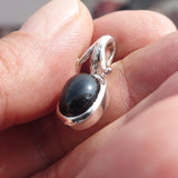 Black Star Diopside Pendant, Black Star Pendant, Minimalist Leaf Pendant, Sterling Silver Pendant, 4 Rays Black Star Diopside Charm