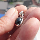 Black Star Diopside Pendant, Black Star Pendant, Minimalist Leaf Pendant, Sterling Silver Pendant, 4 Rays Black Star Diopside Charm