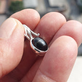 Black Star Diopside Pendant, Black Star Pendant, Minimalist Leaf Pendant, Sterling Silver Pendant, 4 Rays Black Star Diopside Charm