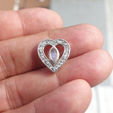 Heart Pendant, Moonstone Pendant, Sterling Silver Pendant, Ceylon Moonstone and 24 CZ, moonstone Cabochon, gift, love symbol, love charm