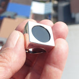 Cubic Black Onyx Ring, Sterling Silver Ring, Minimalist Design, Round black Onyx, handmade Onyx ring, 925 ring gift for her Size 9.5