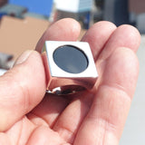 Cubic Black Onyx Ring, Sterling Silver Ring, Minimalist Design, Round black Onyx, handmade Onyx ring, 925 ring gift for her Size 9.5