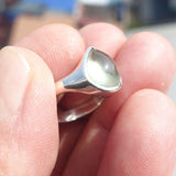 Natural Prehnite Ring, Sterling Silver Solitaire Ring, pear shaped green Prehnite, Minimist design, natural gemstone, gift for her - Size 6