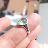 Natural Prehnite Ring, Sterling Silver Solitaire Ring, pear shaped green Prehnite, Minimist design, natural gemstone, gift for her - Size 6