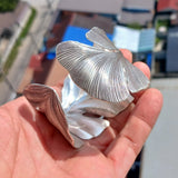 Ausgezeichnetes extra breites handgefertigtes Sterling-Silber-Armband / Armreif mit vielen Blättern