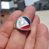 Philippines Flag Ring, Sterling Silver Ring, Pinky Ring, Flag of the Philippines, Sport Event Outfit, Fan Apparel, Men's Silver Ring