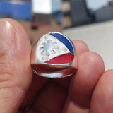 Philippines Flag Ring, Sterling Silver Ring, Pinky Ring, Flag of the Philippines, Sport Event Outfit, Fan Apparel, Men's Silver Ring