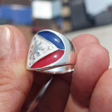 Philippines Flag Ring, Sterling Silver Ring, Pinky Ring, Flag of the Philippines, Sport Event Outfit, Fan Apparel, Men's Silver Ring