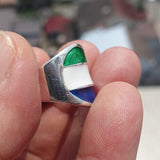 Sierra Leone Flag Ring, Sterling Silver Ring, Pinky Ring, Flag of Sierra Leone, Sport Event Outfit, Fan Apparel, Mens Silver Ring, Gift for Fans, Sierra Leone Flag