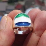 Sierra Leone Flag Ring, Sterling Silver Ring, Pinky Ring, Flag of Sierra Leone, Sport Event Outfit, Fan Apparel, Mens Silver Ring, Gift for Fans, Sierra Leone Flag