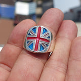 Union Jack Ring, Costume Ring, Pinky Ring, National Flag of UK, Union Jack, Great Britain Ring, Sterling Silver Ring, Gift, Free Custom Size