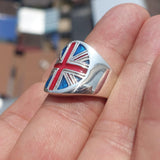 Union Jack Ring, Costume Ring, Pinky Ring, National Flag of UK, Union Jack, Great Britain Ring, Sterling Silver Ring, Gift, Free Custom Size