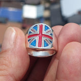 Union Jack Ring, Costume Ring, Pinky Ring, National Flag of UK, Union Jack, Great Britain Ring, Sterling Silver Ring, Gift, Free Custom Size