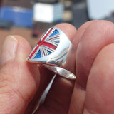 Union Jack Ring, Costume Ring, Pinky Ring, National Flag of UK, Union Jack, Great Britain Ring, Sterling Silver Ring, Gift, Free Custom Size