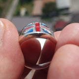 Union Jack Ring, Costume Ring, Pinky Ring, National Flag of UK, Union Jack, Great Britain Ring, Sterling Silver Ring, Gift, Free Custom Size