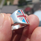 Union Jack Ring, Costume Ring, Pinky Ring, National Flag of UK, Union Jack, Great Britain Ring, Sterling Silver Ring, Gift, Free Custom Size