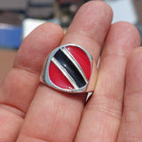 Trinidad and Tobago Flag Ring, Sterling Silver Ring, Pinky Ring, Flag of Trinidad and Tobago, Sport Event Outfit, Fan Apparel, Mens Silver Ring, Gift for Fans, Trinidad and Tobago Flag
