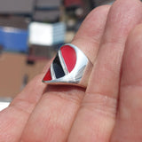 Trinidad and Tobago Flag Ring, Sterling Silver Ring, Pinky Ring, Flag of Trinidad and Tobago, Sport Event Outfit, Fan Apparel, Mens Silver Ring, Gift for Fans, Trinidad and Tobago Flag