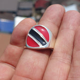 Trinidad and Tobago Flag Ring, Sterling Silver Ring, Pinky Ring, Flag of Trinidad and Tobago, Sport Event Outfit, Fan Apparel, Mens Silver Ring, Gift for Fans, Trinidad and Tobago Flag