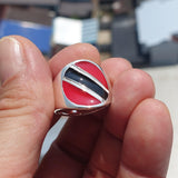 Trinidad and Tobago Flag Ring, Sterling Silver Ring, Pinky Ring, Flag of Trinidad and Tobago, Sport Event Outfit, Fan Apparel, Mens Silver Ring, Gift for Fans, Trinidad and Tobago Flag