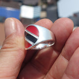 Trinidad and Tobago Flag Ring, Sterling Silver Ring, Pinky Ring, Flag of Trinidad and Tobago, Sport Event Outfit, Fan Apparel, Mens Silver Ring, Gift for Fans, Trinidad and Tobago Flag