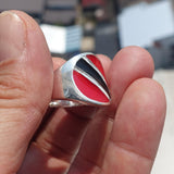 Trinidad and Tobago Flag Ring, Sterling Silver Ring, Pinky Ring, Flag of Trinidad and Tobago, Sport Event Outfit, Fan Apparel, Mens Silver Ring, Gift for Fans, Trinidad and Tobago Flag