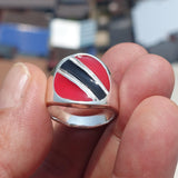 Trinidad and Tobago Flag Ring, Sterling Silver Ring, Pinky Ring, Flag of Trinidad and Tobago, Sport Event Outfit, Fan Apparel, Mens Silver Ring, Gift for Fans, Trinidad and Tobago Flag