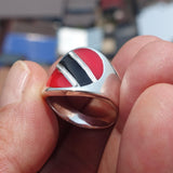 Trinidad and Tobago Flag Ring, Sterling Silver Ring, Pinky Ring, Flag of Trinidad and Tobago, Sport Event Outfit, Fan Apparel, Mens Silver Ring, Gift for Fans, Trinidad and Tobago Flag