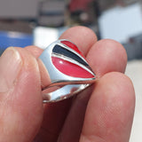 Trinidad and Tobago Flag Ring, Sterling Silver Ring, Pinky Ring, Flag of Trinidad and Tobago, Sport Event Outfit, Fan Apparel, Mens Silver Ring, Gift for Fans, Trinidad and Tobago Flag