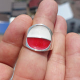 Polish Flag Ring, Sterling Silver Ring, Pinky Ring, Flag of Poland, Sport Event Outfit, Fan Apparel, Mens Silver Ring, Gift for Fans, Poland Flag