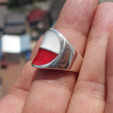 Polish Flag Ring, Sterling Silver Ring, Pinky Ring, Flag of Poland, Sport Event Outfit, Fan Apparel, Mens Silver Ring, Gift for Fans, Poland Flag