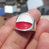 Polish Flag Ring, Sterling Silver Ring, Pinky Ring, Flag of Poland, Sport Event Outfit, Fan Apparel, Mens Silver Ring, Gift for Fans, Poland Flag