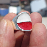 Polish Flag Ring, Sterling Silver Ring, Pinky Ring, Flag of Poland, Sport Event Outfit, Fan Apparel, Mens Silver Ring, Gift for Fans, Poland Flag