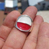 Polish Flag Ring, Sterling Silver Ring, Pinky Ring, Flag of Poland, Sport Event Outfit, Fan Apparel, Mens Silver Ring, Gift for Fans, Poland Flag