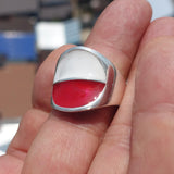 Polish Flag Ring, Sterling Silver Ring, Pinky Ring, Flag of Poland, Sport Event Outfit, Fan Apparel, Mens Silver Ring, Gift for Fans, Poland Flag