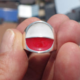 Polish Flag Ring, Sterling Silver Ring, Pinky Ring, Flag of Poland, Sport Event Outfit, Fan Apparel, Mens Silver Ring, Gift for Fans, Poland Flag