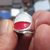 Polish Flag Ring, Sterling Silver Ring, Pinky Ring, Flag of Poland, Sport Event Outfit, Fan Apparel, Mens Silver Ring, Gift for Fans, Poland Flag