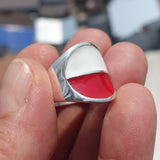 Polish Flag Ring, Sterling Silver Ring, Pinky Ring, Flag of Poland, Sport Event Outfit, Fan Apparel, Mens Silver Ring, Gift for Fans, Poland Flag