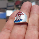 Croatian Flag Ring, Sterling Silver Ring, Pinky Ring, Flag of Croatia, Sport Event Outfit, Fan Apparel, Mens Silver Ring, Gift for Fans, Croatia Flag