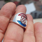 Croatian Flag Ring, Sterling Silver Ring, Pinky Ring, Flag of Croatia, Sport Event Outfit, Fan Apparel, Mens Silver Ring, Gift for Fans, Croatia Flag