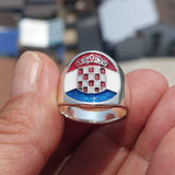 Croatian Flag Ring, Sterling Silver Ring, Pinky Ring, Flag of Croatia, Sport Event Outfit, Fan Apparel, Mens Silver Ring, Gift for Fans, Croatia Flag